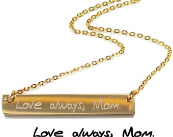 Personalized Handwriting Bar Necklace: Custom Signature Jewelry