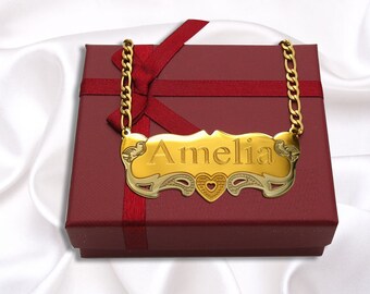 Personalized Name Plate Necklace: Engraved Family Jewelry