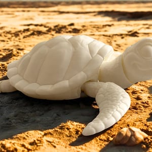 3D Printed Articulated Turtle Toy – Blank White Customizable Fidget Craft