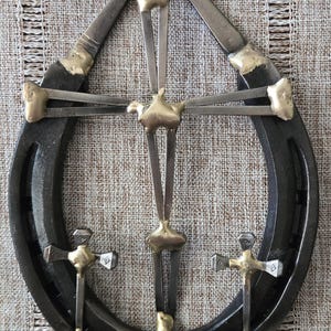 Horseshoe Nail Cross Western Religious Wall Hanging Cowboy Decoration NEW ITEM!