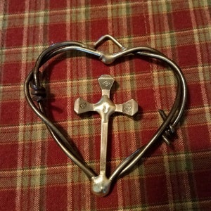 Horseshoe Nail & Barbed Wire Cross and Heart Western Decor