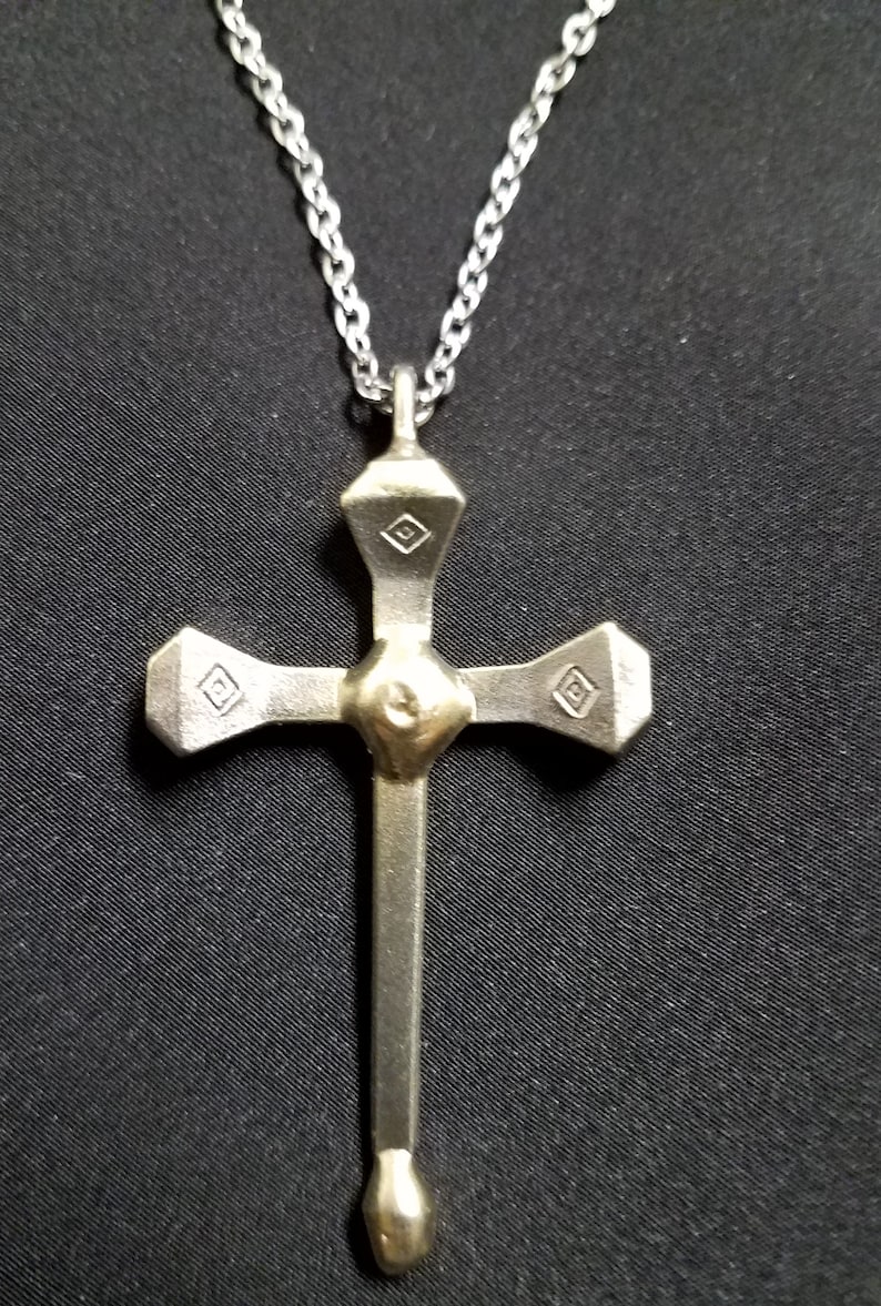 Horseshoe Nail Cross Necklace Etsy