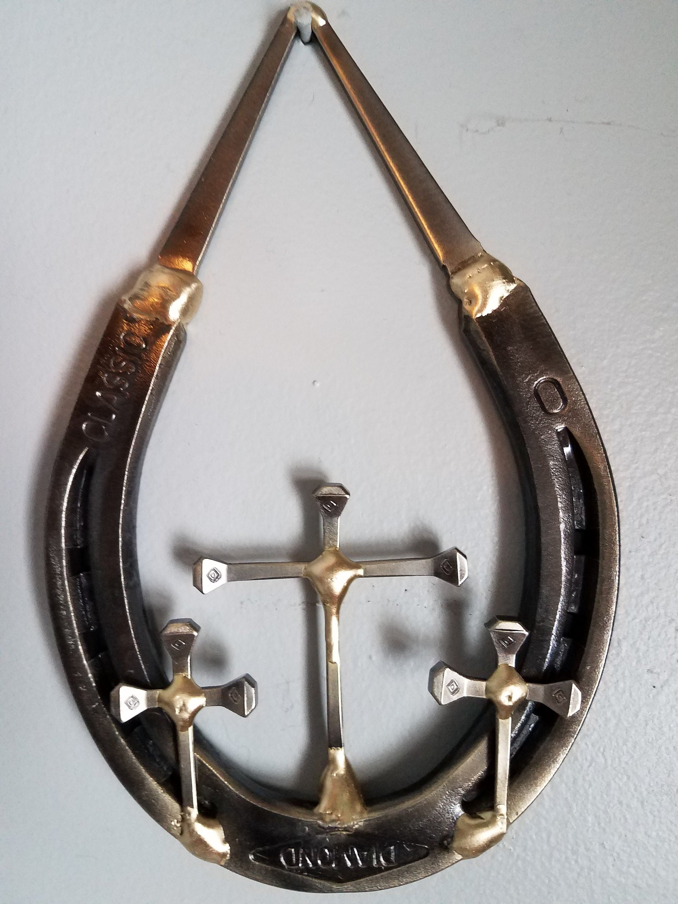 Horseshoe Nail Cross Western Wall Decoration Etsy