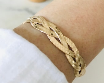 18K Gold Filled 3mm Double Twisted Herringbone Snake Chain Bracelet For Wholesale Bracelet Jewelry