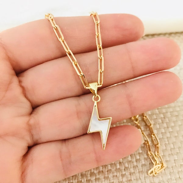 White gold lightning bolt necklace clearance