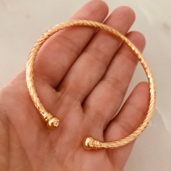 Adjustable Balls Open Cuff Thin Cuff, Brass Cuff, Adjustable Chunky Open Cuff Bracelet, Gold Cuff Bangle, Delicate Bangle, Gold Bracelet