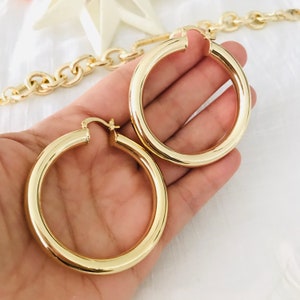 Chunky Gold Hoop Earrings, 18K Gold Filled Earring, Chunky Earrings 2"width,Dainty Hoop, Mother’s Day gifts,Gold Big Hoop, Earring for Women