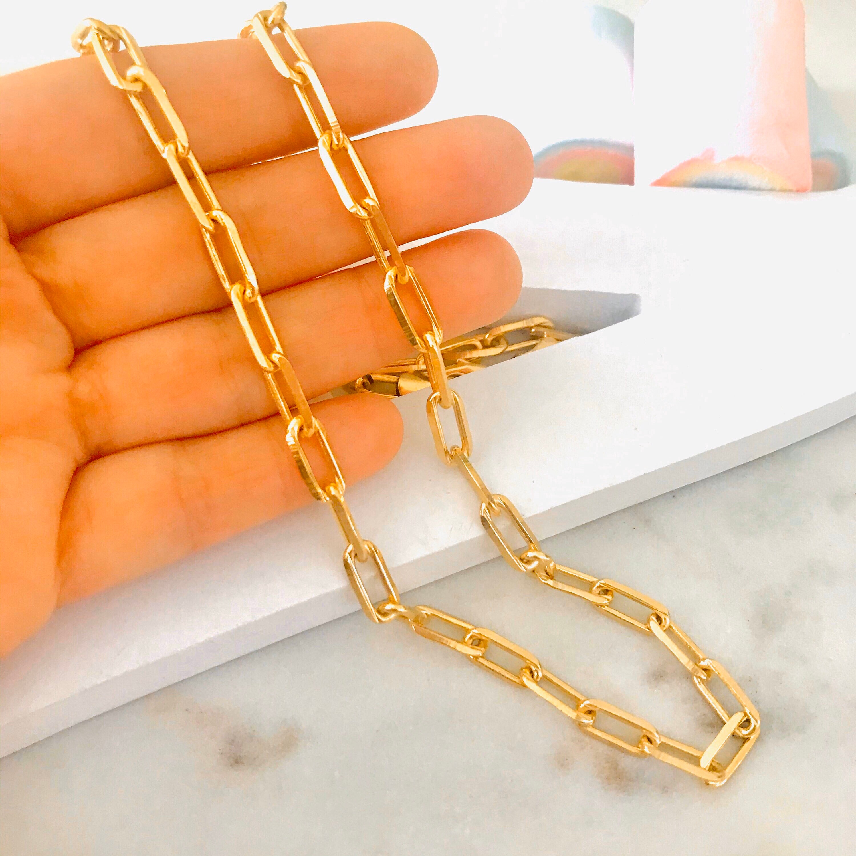 Thick Gold Link Choker Gold Link Chain Necklace Gold Link Etsy