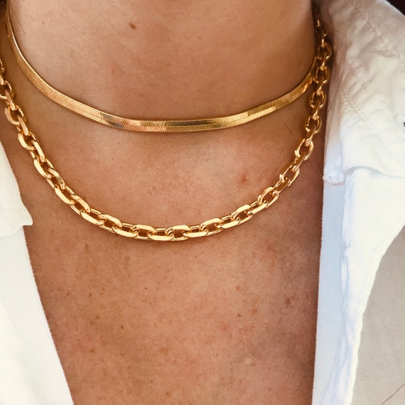 Gold Rope Chain Choker Necklace