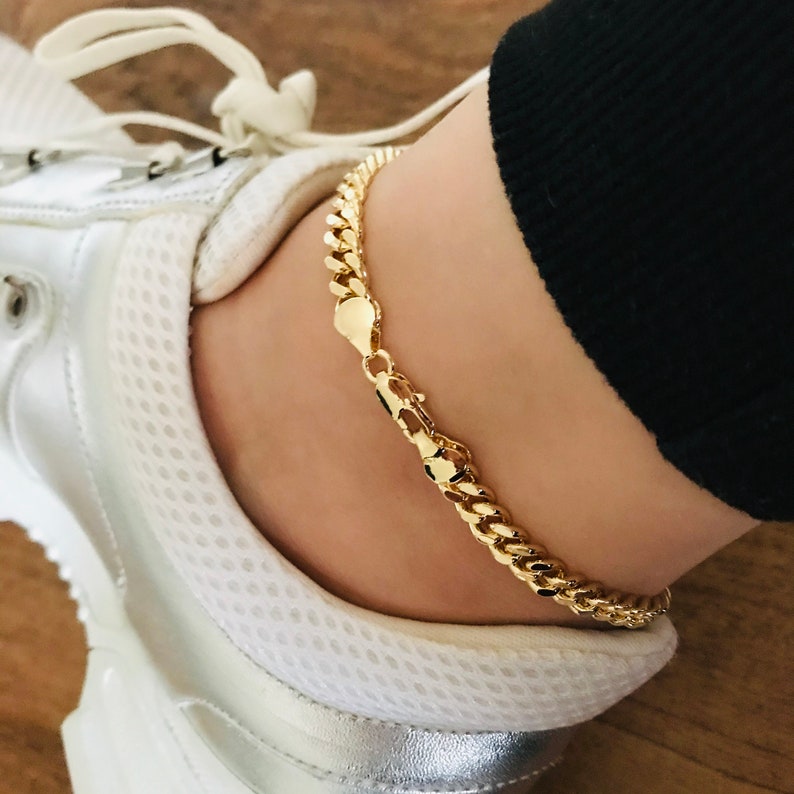 Thick Chain Anklet 18K Gold Filled Curb Link Anklet Gold Etsy