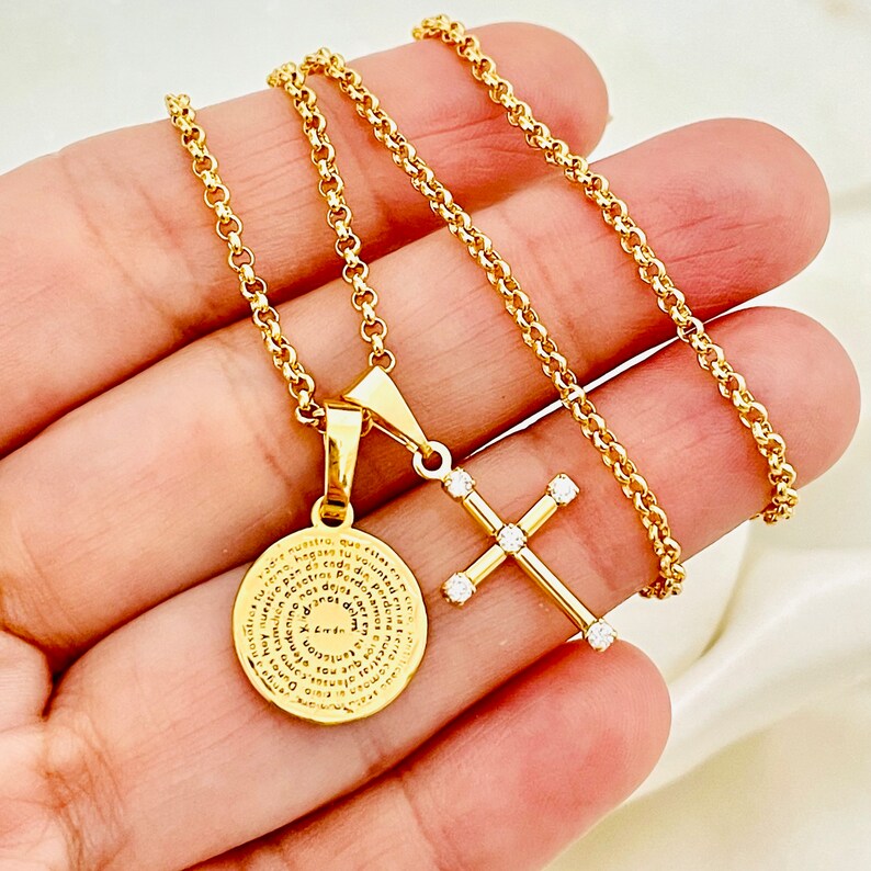 Our Father Necklace the Lord's Prayer Necklace Religious Etsy