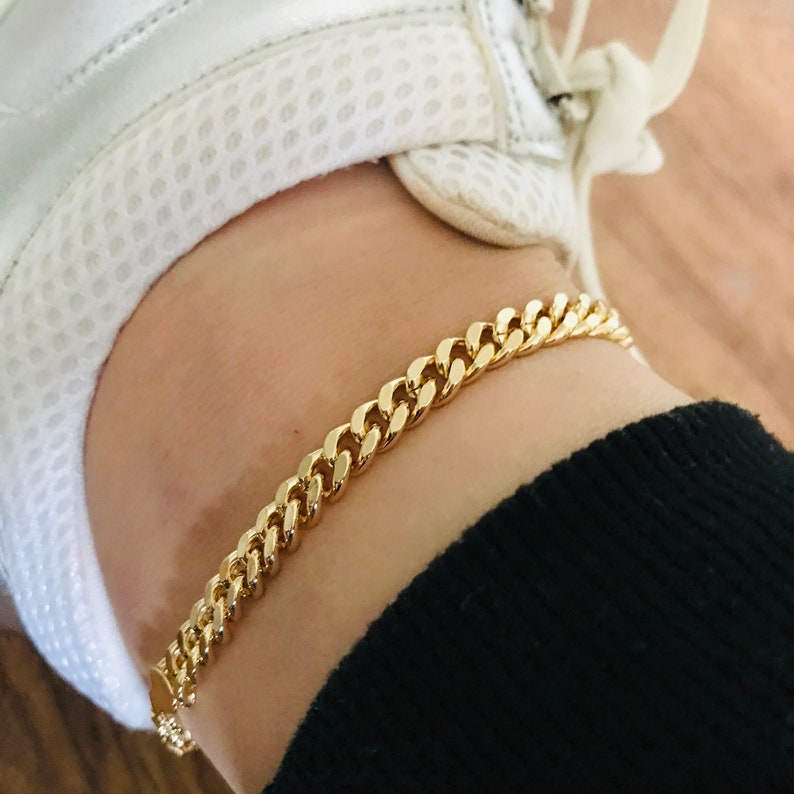 Thick Chain Anklet 18K Gold Filled Curb Link Anklet Gold Etsy
