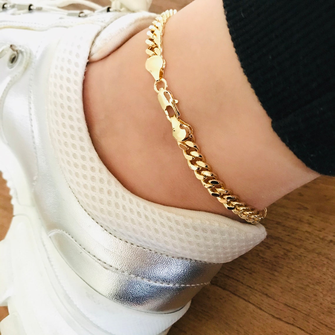Thick Chain Anklet 18K Gold Filled Curb Link Anklet Gold Etsy