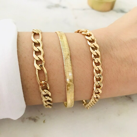 Gold Bracelet 14K Gold Cuban Link Chain Bracelet Womens -  Denmark