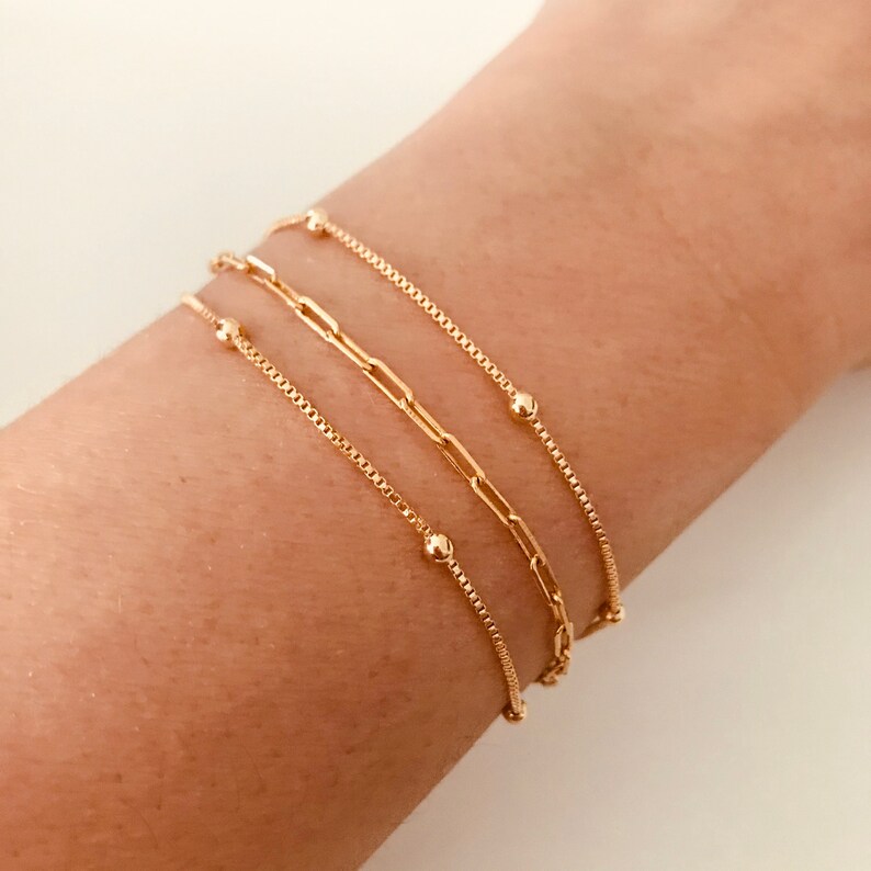 Couple Bracelets | Duo Bead Chain Bracelet | Tiny and delicate bracelet set for everyday wear | 18K Gold Filled Bracelet| Delicate Bracelet 