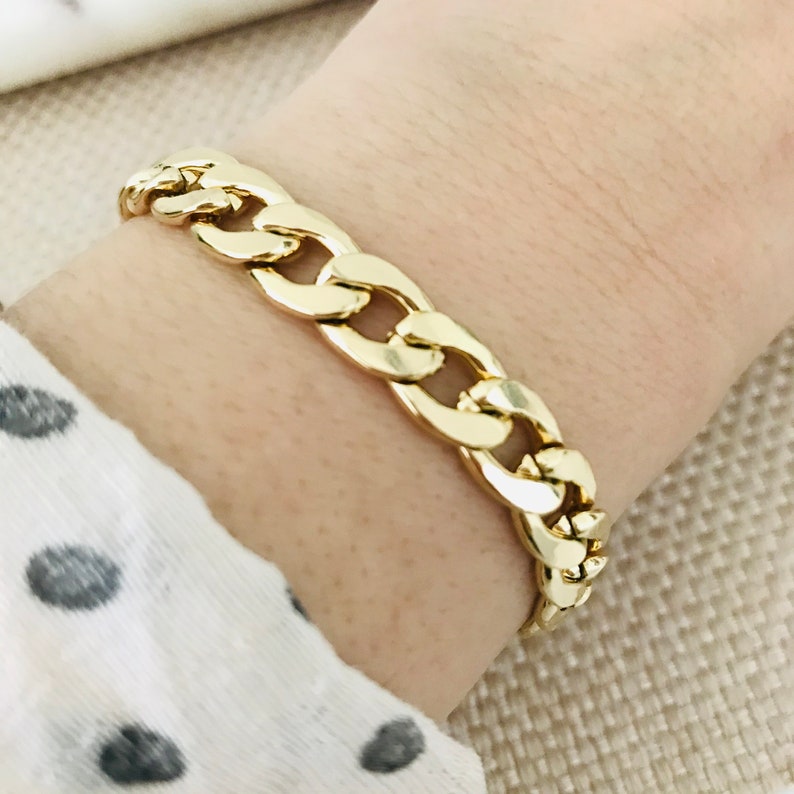 Chunky Gold Bracelet Cuban Link Bracelet Chunky Cuban - Etsy