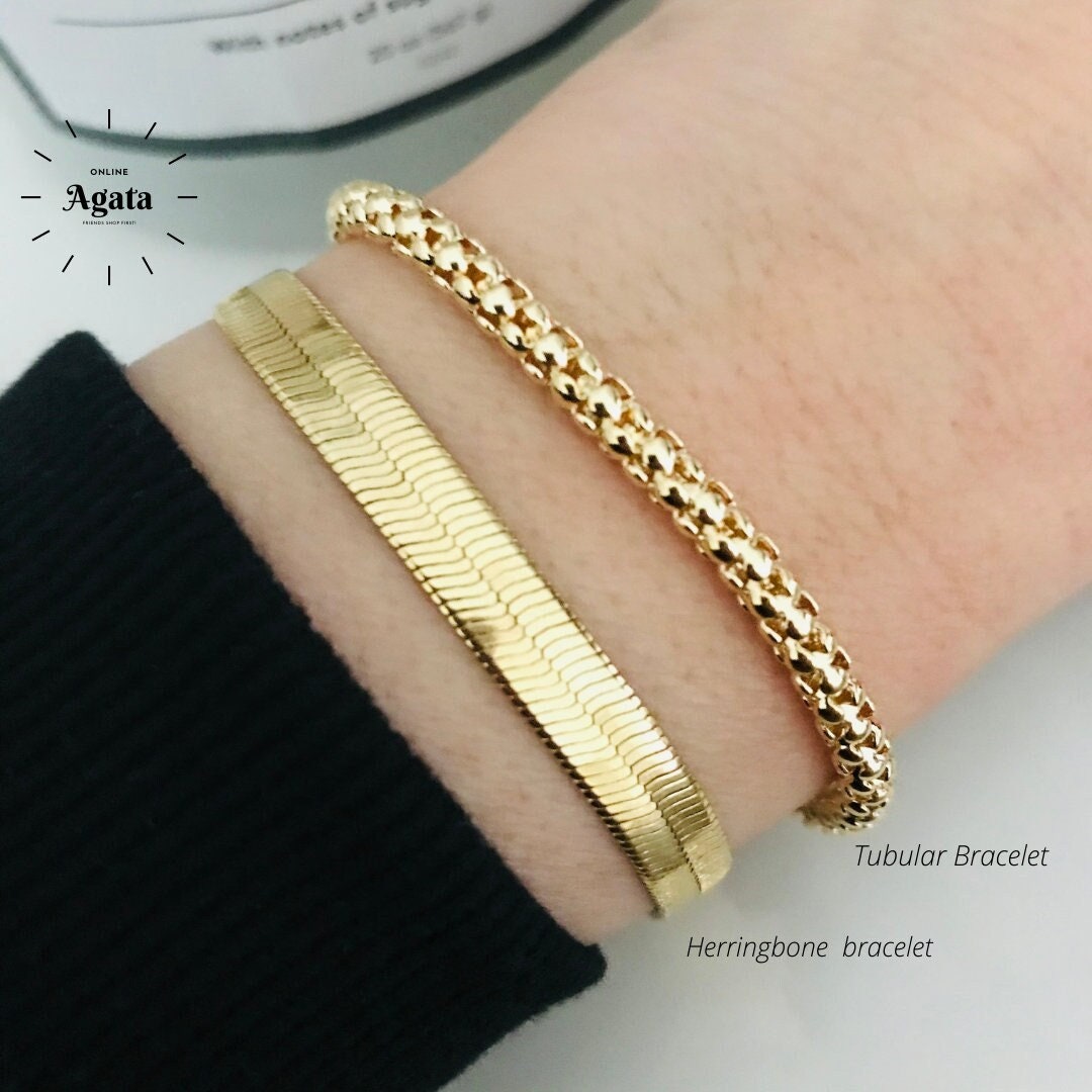 Bracelet Set, Stack Bracelet, Chunky Paperclip Bracelet, Gold