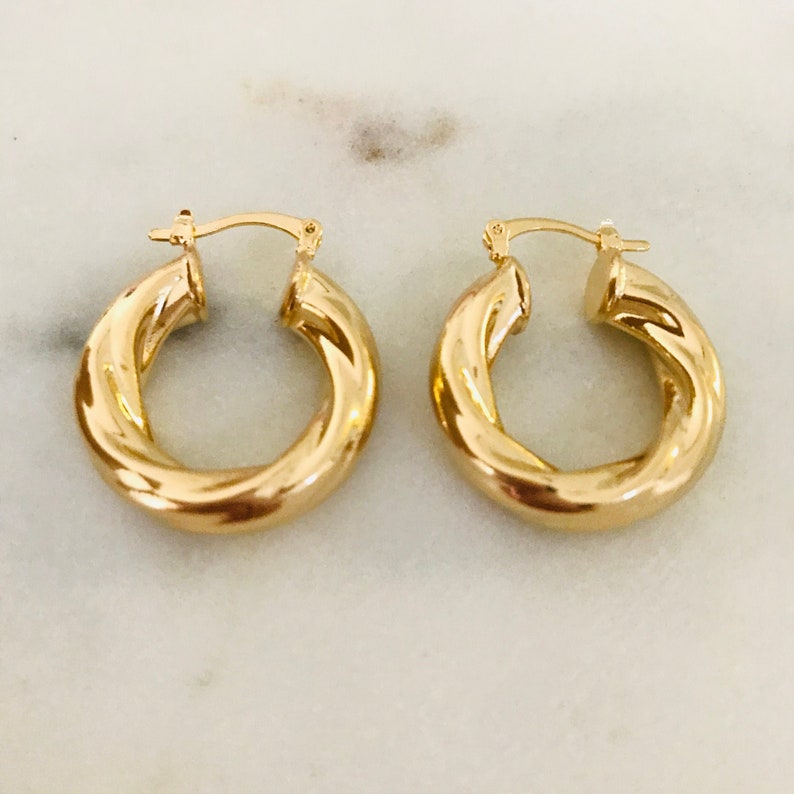 Croissant Earrings Thick Gold Hoopstwisted Curved Hoop Gold - Etsy