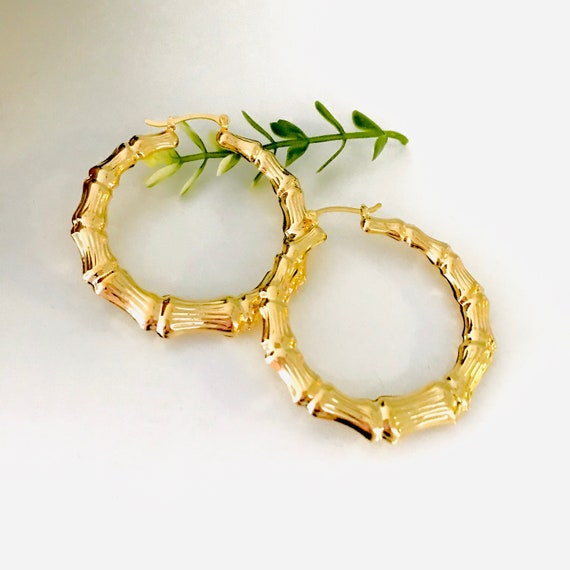 Gold filled deals bamboo hoop earrings