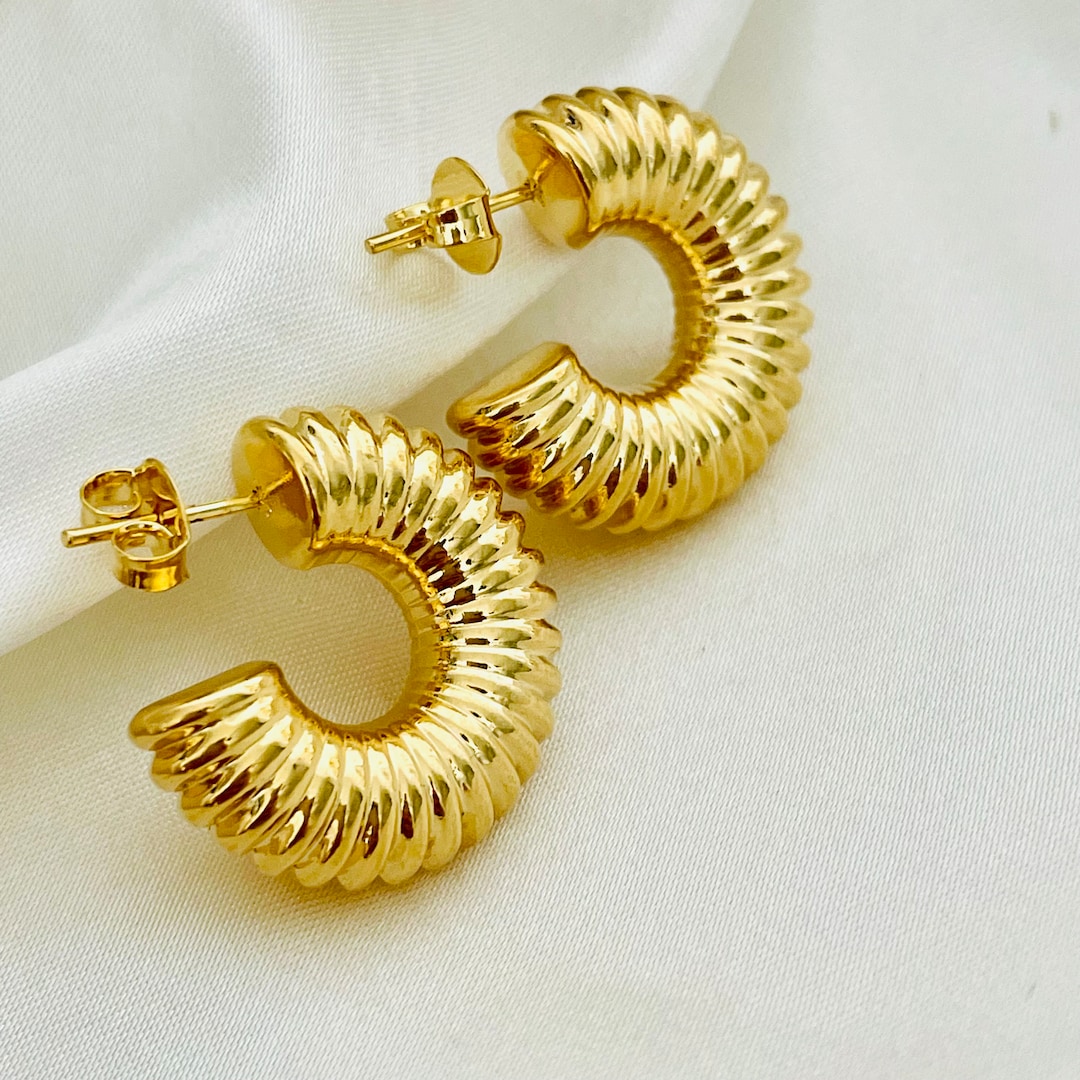 Gold Chunky Hoop Earrings, Chunky Hoops, Thick Hoop Earrings, Gold Hoop ...