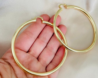 Large Hoop Earrings Circle Endless Huggie Big Hoops Earring, Oversize Earring Large Hoop Gold, Big Round Large Thin Hoop Earrings