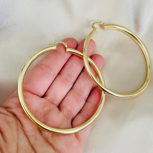 Large Hoop Earrings Circle Endless Huggie Big Hoops Earring, Oversize Earring Large Hoop Gold, Big Round Large Thin Hoop Earrings