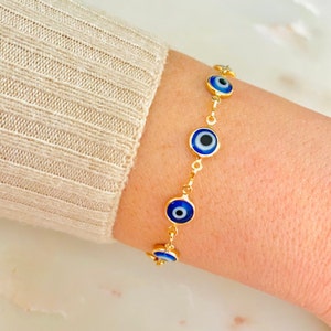 Evil Eye Bracelet 18k Gold Filled Navy Blue Evil Eye Good Luck