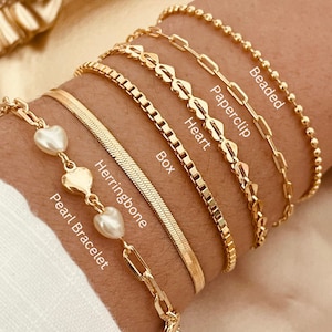 Layered Bracelet, Stack Bracelet , Link Chain Bracelet, Bracelets for Women, Everyday Bracelet Set, Gold Filled Bracelet