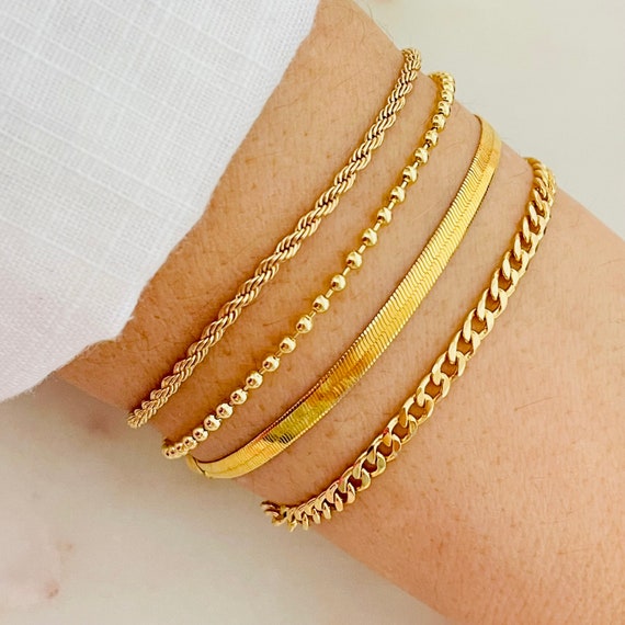 14K Dainty Cuban Link Chain Bracelet – Baby Gold