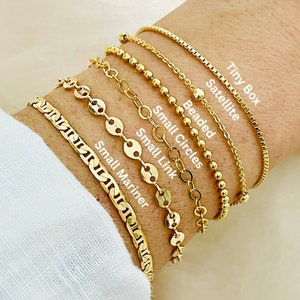 Conjunto de 6 pulseras de capas diarias, pulsera en capas, conjunto de pulseras, pulsera de cadena de oro, pulsera simple delicada, conjunto de pulseras llenas de oro