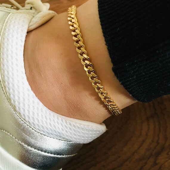 Buy Thick Chain Anklet 18K Gold Filled Curb Link Anklet Gold