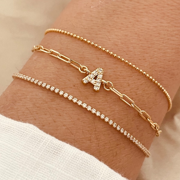 Custom Bracelet , Bridesmaid Gifts, Dainty Bracelet Set, Initial Bracelet, Layering Bracelet, Delicate Bracelet, Layered Bracelet