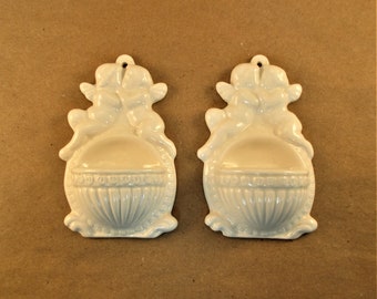 Ceramic Holy Water Fonts with Kissing Putti
