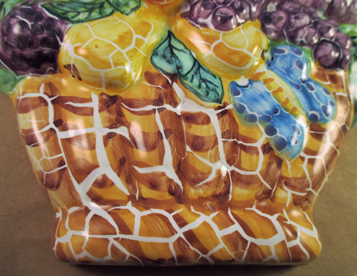 Ceramic Fruit Basket Wall Decor Italian Handpainted Etsy