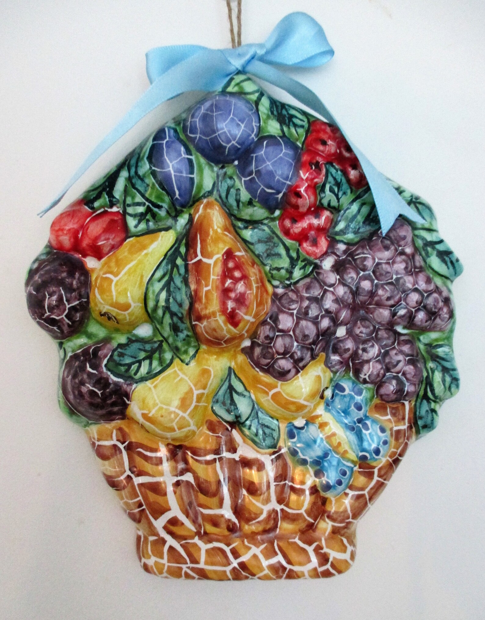 Ceramic Fruit Basket Wall Decor Italian Handpainted Etsy