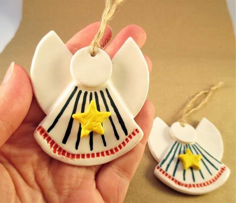Handmade Ceramic Angel Christmas Tree Ornament Handpainted Etsy