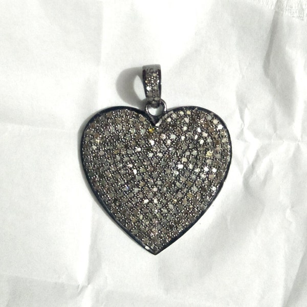 45mm 925 Sterling Silver Pave Setting Natural Diamond Lovely Heart Pendant Romantic Couple Jewelry Wedding Diamond Fine Jewelry