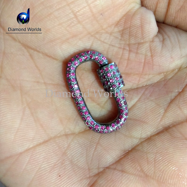 925 Sterling Silver pave Setting clasp silver Gemstone clasp handmade clasp silver clasp beautiful pendant Ruby Gemstone Clasp pendant