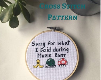 Video game apology - Cross stitch pattern PDF - counted cross stitch - gift - gamer gift - race game