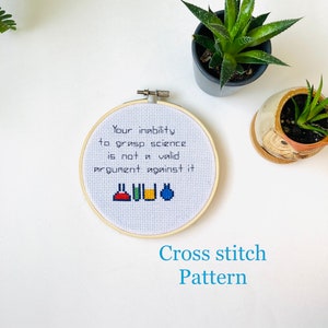 Inability to grasp science - science - test tubes - lab - beakers - Cross stitch pattern PDF - counted cross stitch - instant download