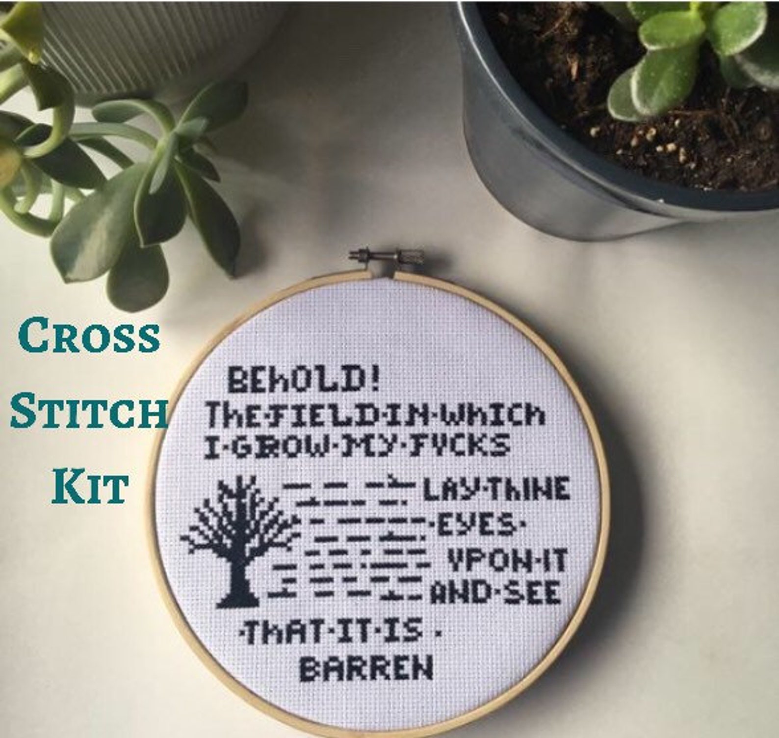 Behold the field rude cross stitch Modern cross stitch kit Etsy