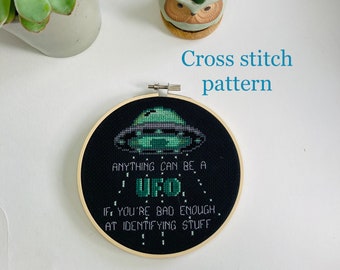UFO - Cross stitch pattern PDF - counted cross stitch - instant download - UFO - I believe - aliens - flying objects - space - spaceship