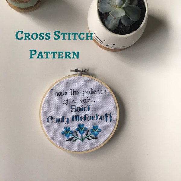 Patience of a saint - swearing cross stitch - rude cross stitch - Cross stitch pattern PDF - counted cross stitch - instant download