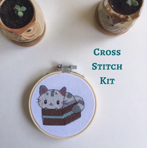 Mini Cross Stitch KIT Easy Cross Stitch KIT Funny Cat Cross Stitch Kit for  Beginner Funny Cross Stitch KIT 