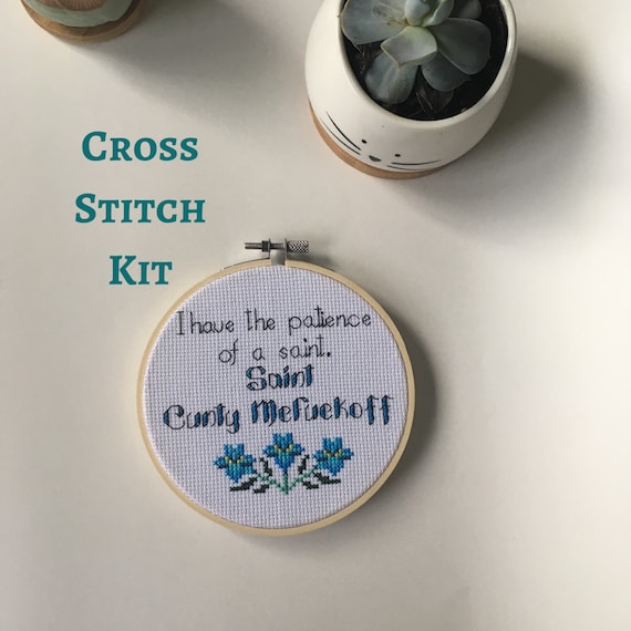 Patience of a saint - swearing cross stitch - funny - Modern cross stitch kit - beginner cross stitch kit - Easy cross stitch