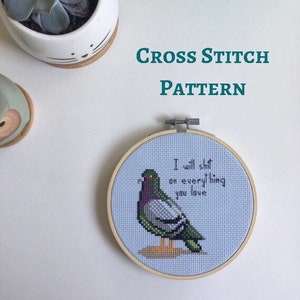 Pigeon cross stitch pattern - PDF pattern - instant download - rude pigeon - funny cross stitch - gift idea - bird - pigeon