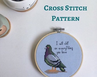 Pigeon cross stitch pattern - PDF pattern - instant download - rude pigeon - funny cross stitch - gift idea - bird - pigeon