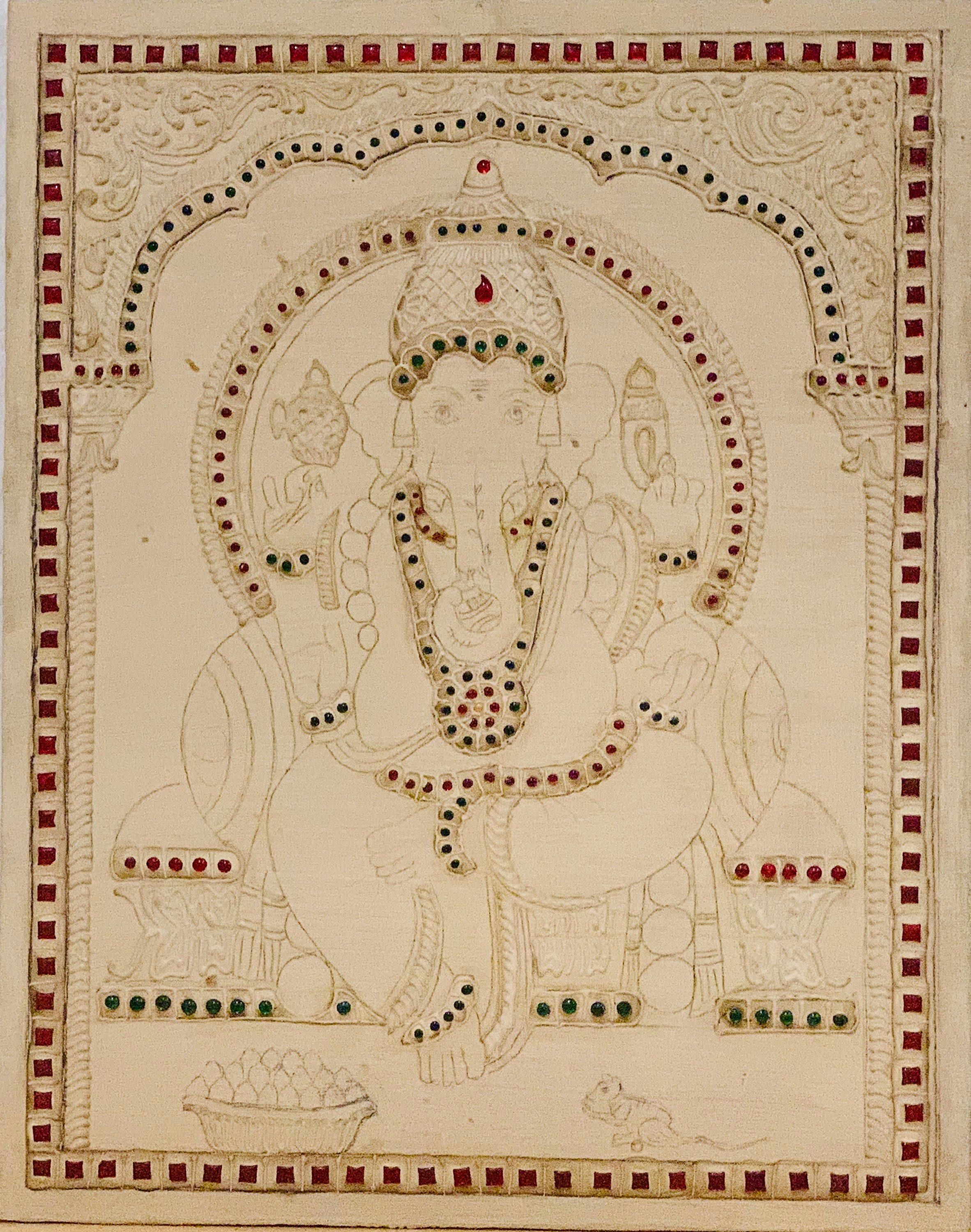Tanjore Painting Muck Board With Stones and Embossing Etsy