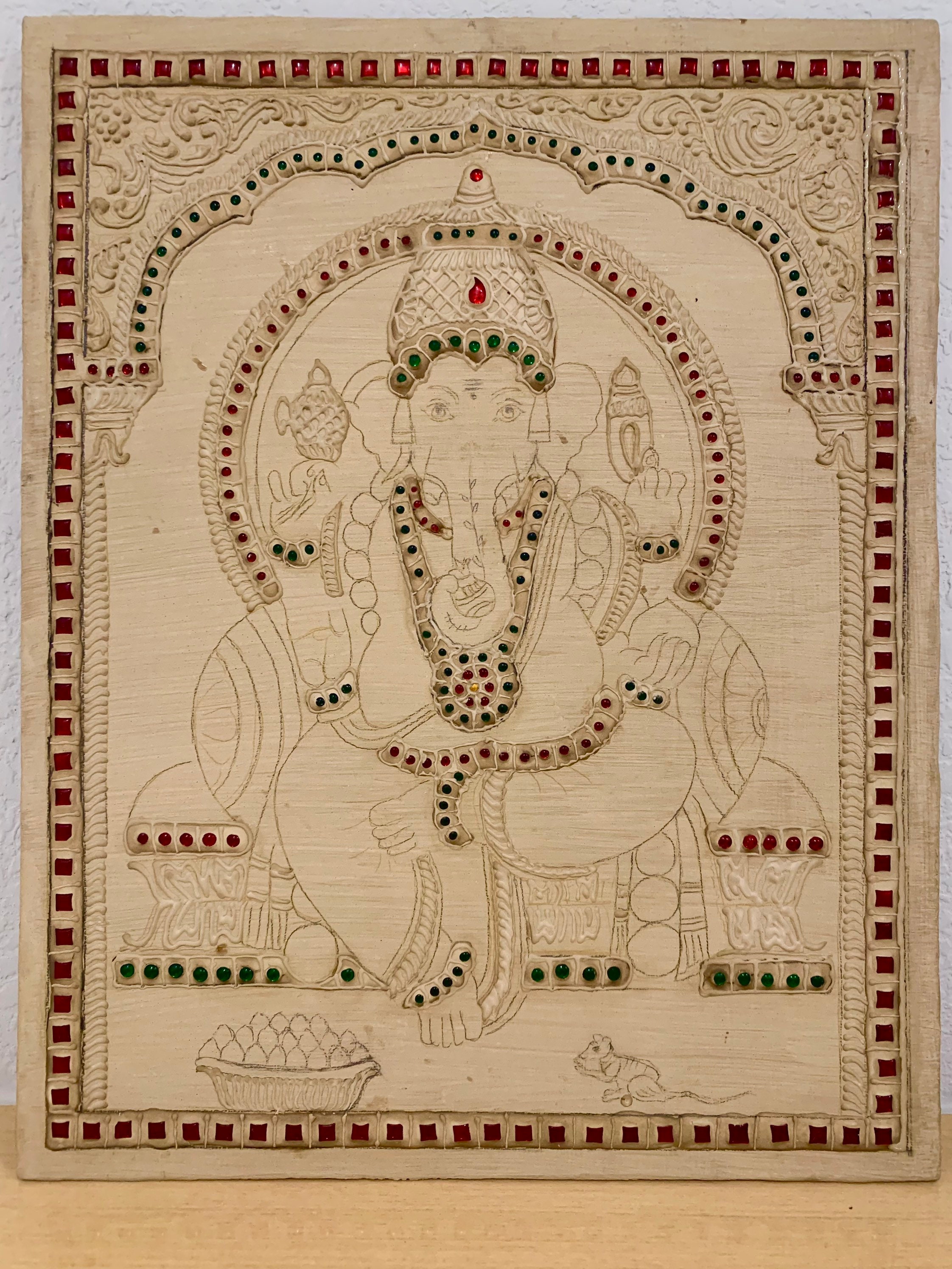 Tanjore Painting Muck Board With Stones and Embossing Etsy