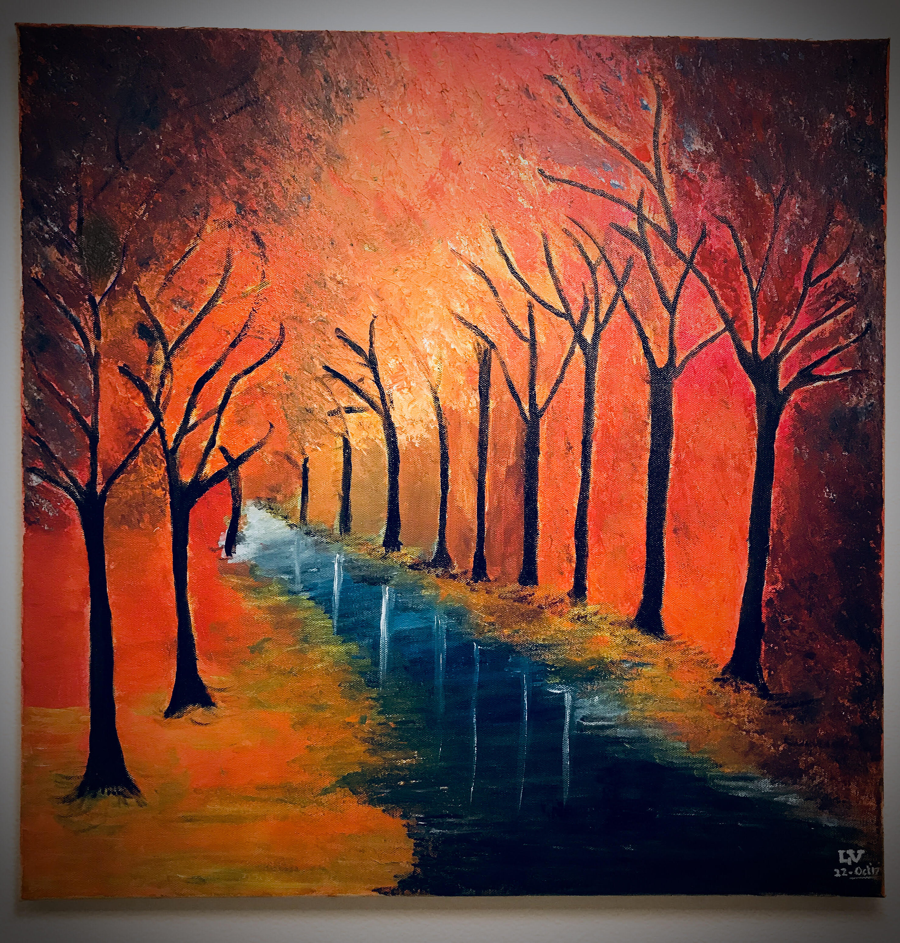 Canvas Acrylic Painting Fall Colors 